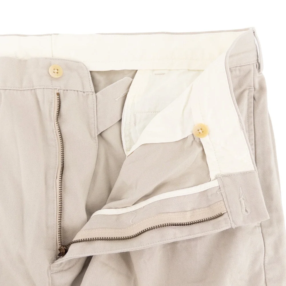 Vintage NWT Deadstock Polo Ralph Lauren Mens 38x32 Andrew Pant Tan Pleated Chino